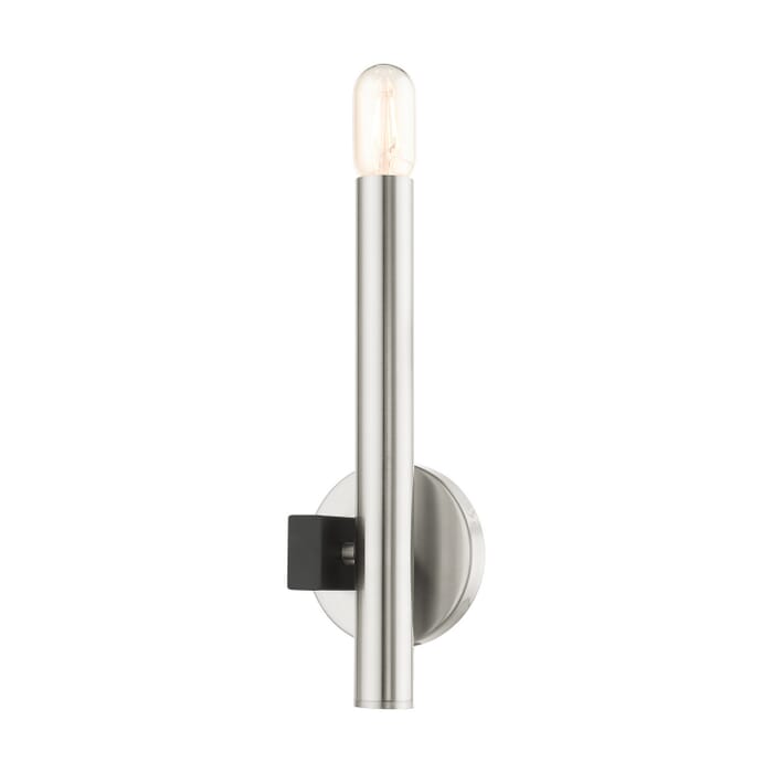 Helsinki 1-Light Wall Sconce in Brushed Nickel w with Blacks Helsinki 1-Light Wall Sconce in Brushed Nickel w with Blacks