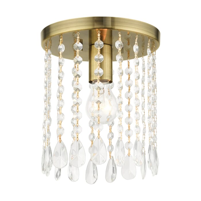 Elizabeth 1-Light Flush Mount in Antique Brass Elizabeth 1-Light Flush Mount in Antique Brass