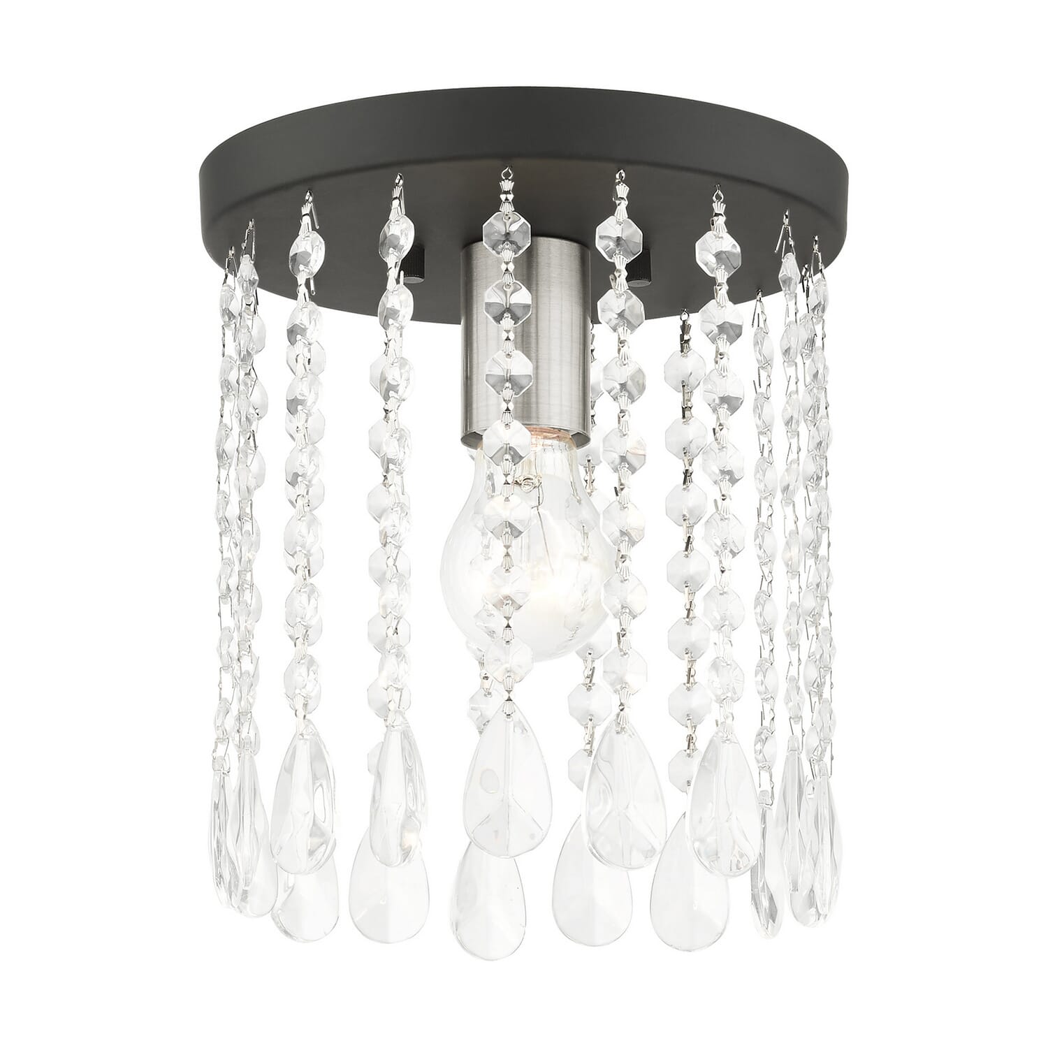 Elizabeth 1-Light Flush Mount in Black w with Brushed Nickels