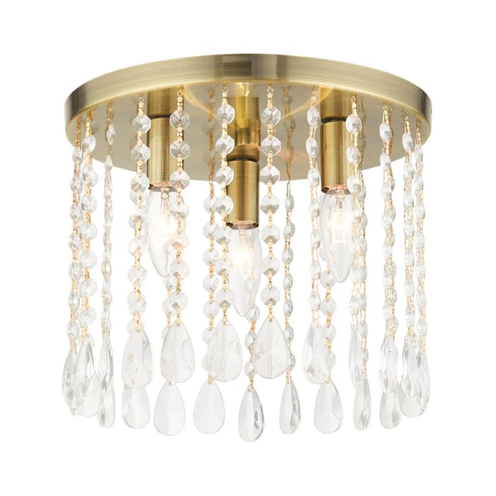 Elizabeth 3-Light Flush Mount in Antique Brass Elizabeth 3-Light Flush Mount in Antique Brass