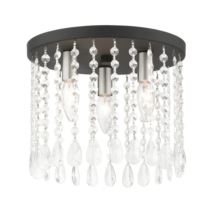 Elizabeth 3-Light Flush Mount in Black w with Brushed Nickels Elizabeth 3-Light Flush Mount in Black w with Brushed Nickels