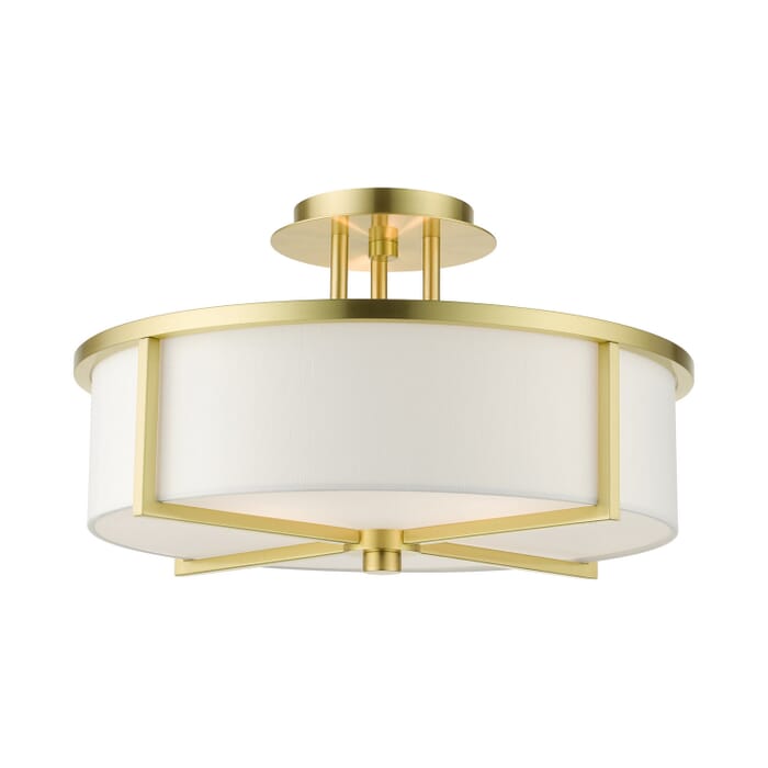 Wesley 3-Light Semi-Flush Mount in Satin Brass Wesley 3-Light Semi-Flush Mount in Satin Brass