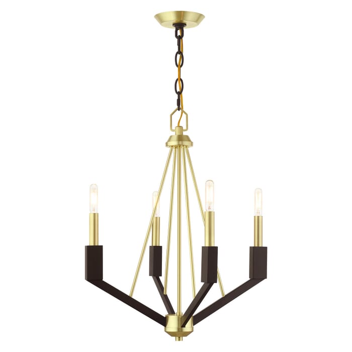 Beckett 4-Light Mini Chandelier in Satin Brass and Bronze Beckett 4-Light Mini Chandelier in Satin Brass and Bronze