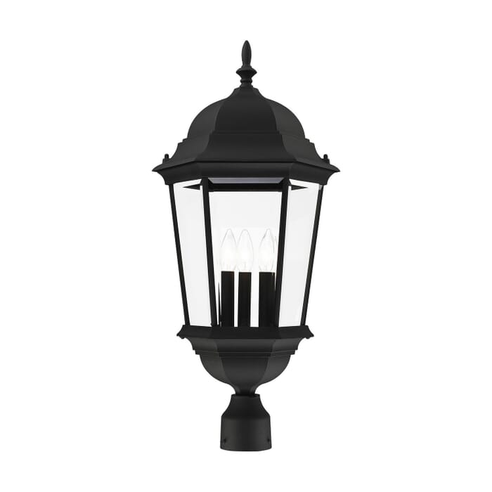 Hamilton 3-Light Outdoor Post Top Lantern in Textured Black Hamilton 3-Light Outdoor Post Top Lantern in Textured Black