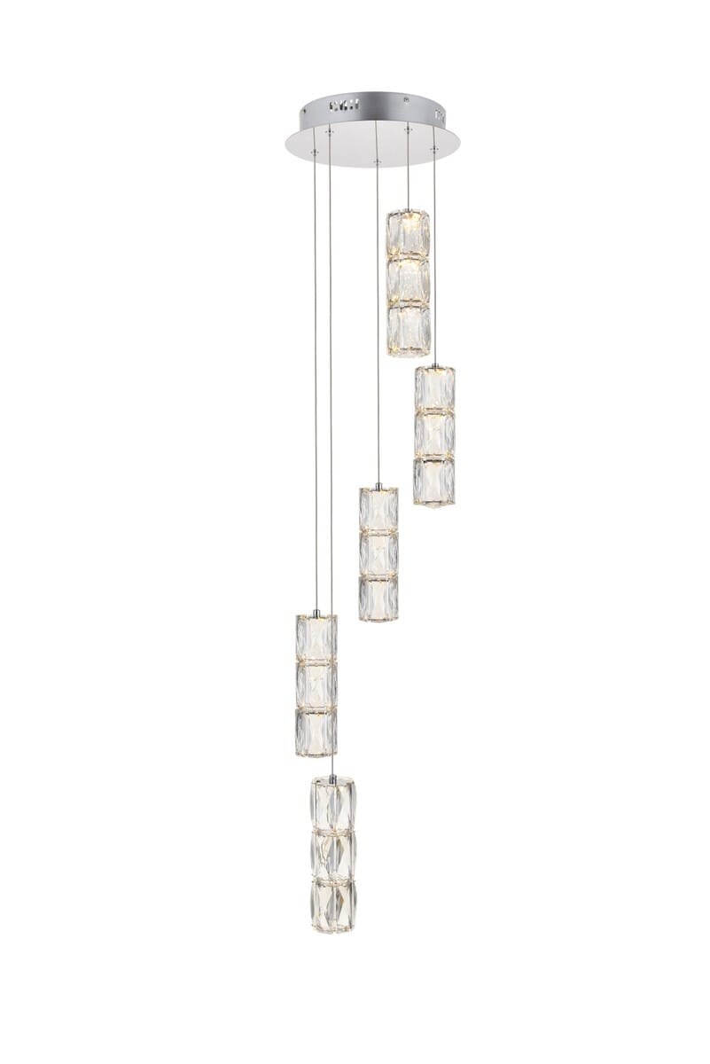 Polaris 5-Light LED Pendant in Chrome