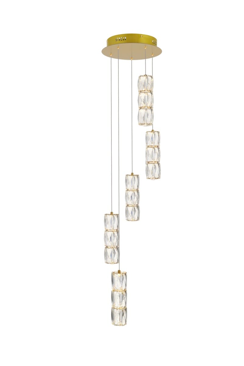 Polaris 5-Light LED Pendant in Gold