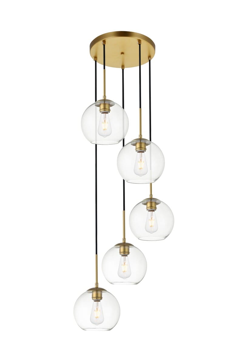 BAXTER 5-Light Pendant in Brass
