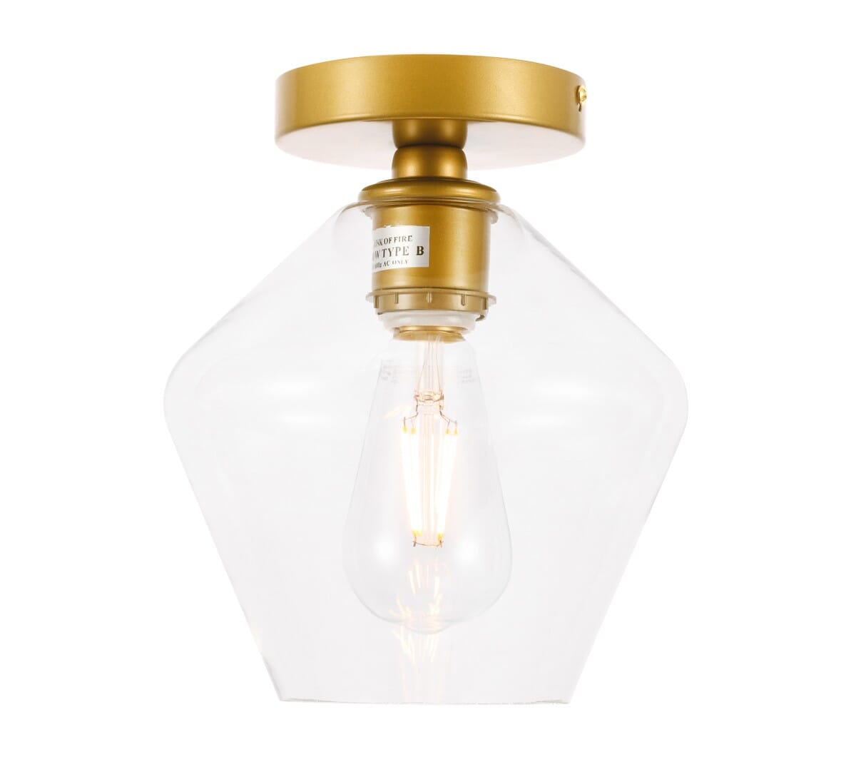 Gene 1-Light Flush Mount in Brass