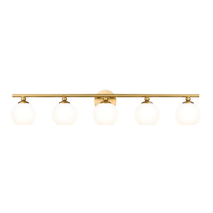 Neoma 5-Light Bathroom Vanity Light in Modern Gold Neoma 5-Light Bathroom Vanity Light in Modern Gold