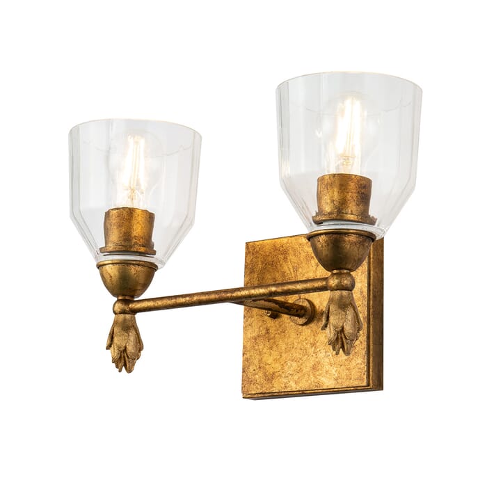 Felice 2-Light Bathroom Vanity Light in Gold Felice 2-Light Bathroom Vanity Light in Gold
