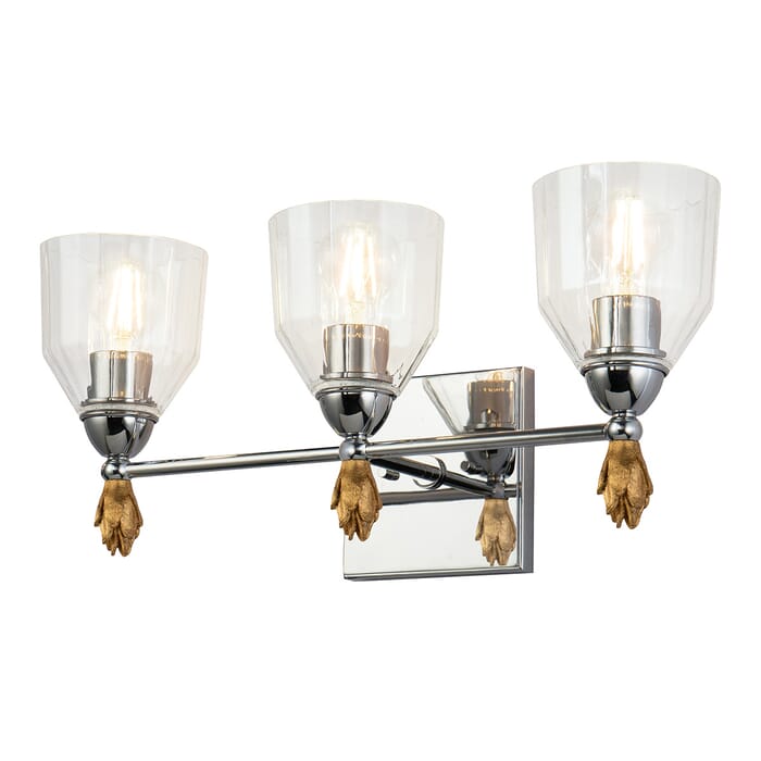 Felice 3-Light Bathroom Vanity Light in Polished Chrome Felice 3-Light Bathroom Vanity Light in Polished Chrome
