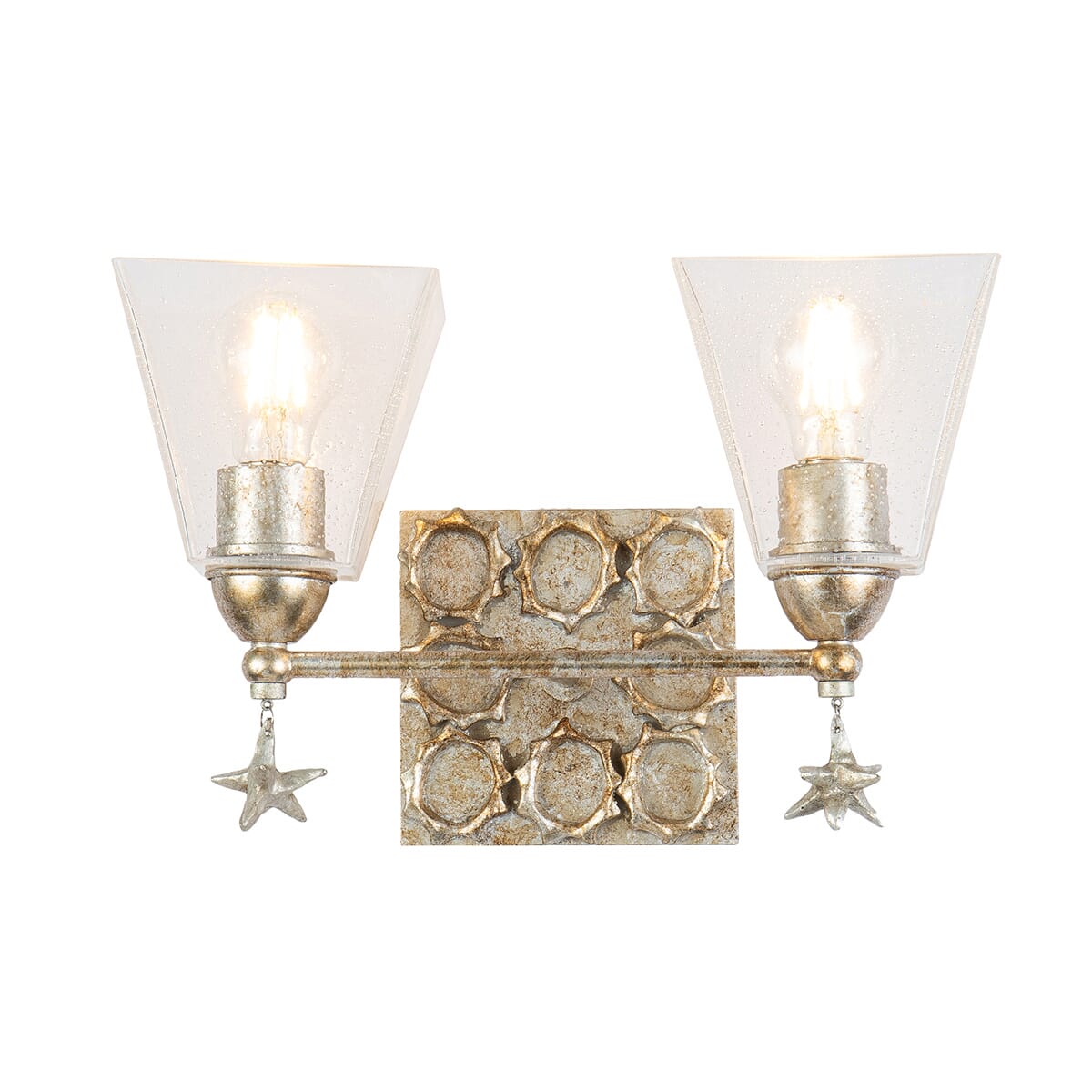 Star 2-Light Bathroom Vanity Light in Silver Leaf