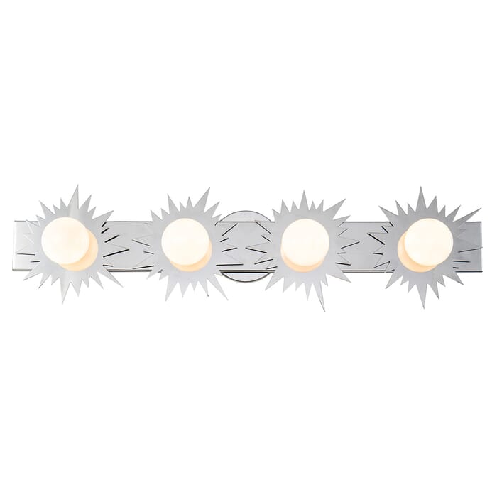 Soleil 4-Light Bathroom Vanity Light in Polished Chrome Soleil 4-Light Bathroom Vanity Light in Polished Chrome