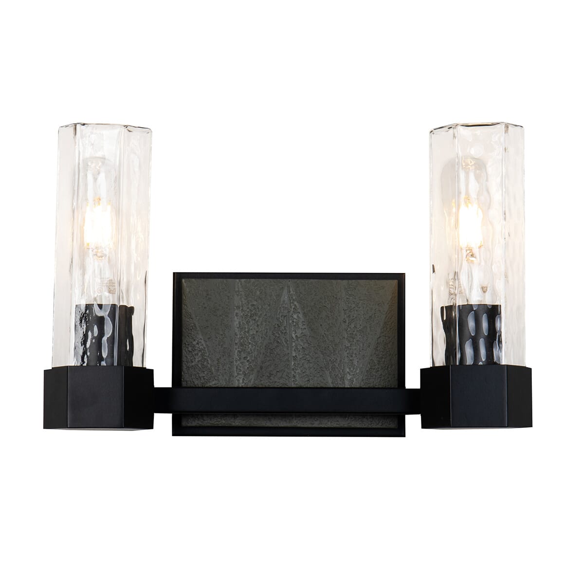 Navarre 2-Light Bathroom Vanity Light in Black+Grey