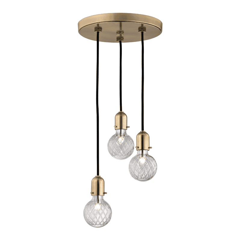 Marlow 3-Light 7"" Pendant Light in Aged Brass -  Hudson Valley, 1103-AGB