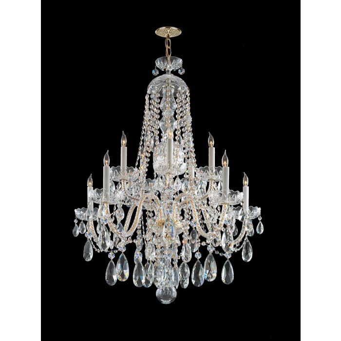Crystorama Traditional Crystal 10-Light 35" Traditional Chandelier in Polished Brass with Clear Hand Cut Crystals Crystorama Traditional Crystal 10-Light 35" Traditional Chandelier in Polished Brass with Clear Hand Cut Crystals