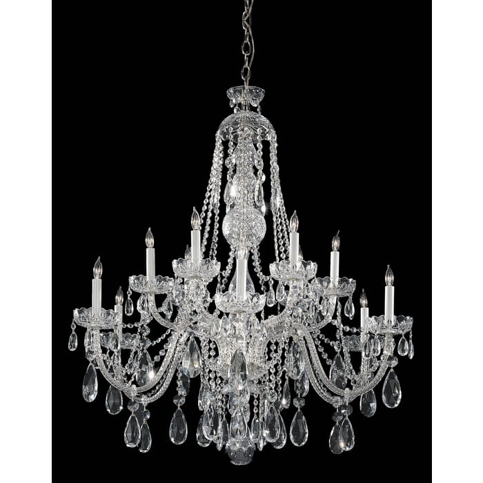 Crystorama Traditional Crystal 12-Light 48" Traditional Chandelier in Polished Chrome with Clear Swarovski Strass Crystals Crystorama Traditional Crystal 12-Light 48" Traditional Chandelier in Polished Chrome with Clear Swarovski Strass Crystals