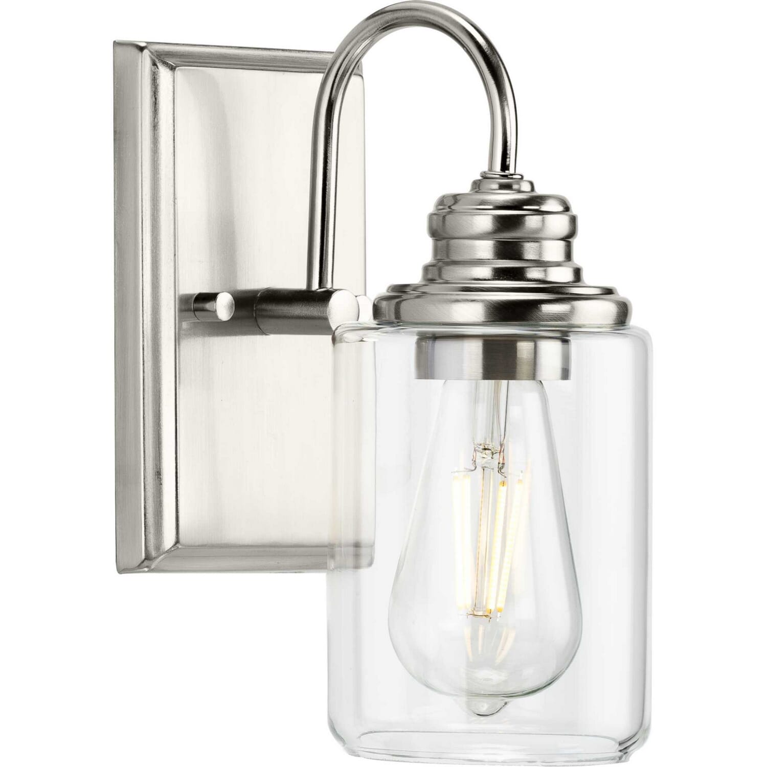 Brushed Nickel One Light Bath Bracket from the Aiken Collection