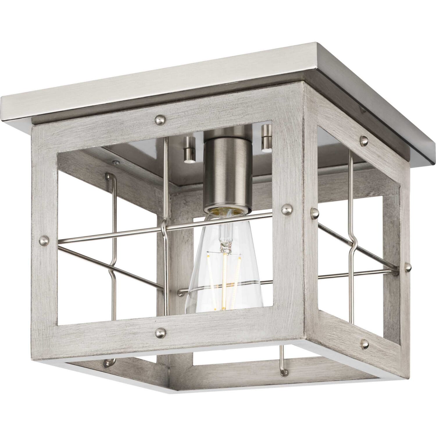 Brushed Nickel One Light Flush Mount from the Hedgerow Collection