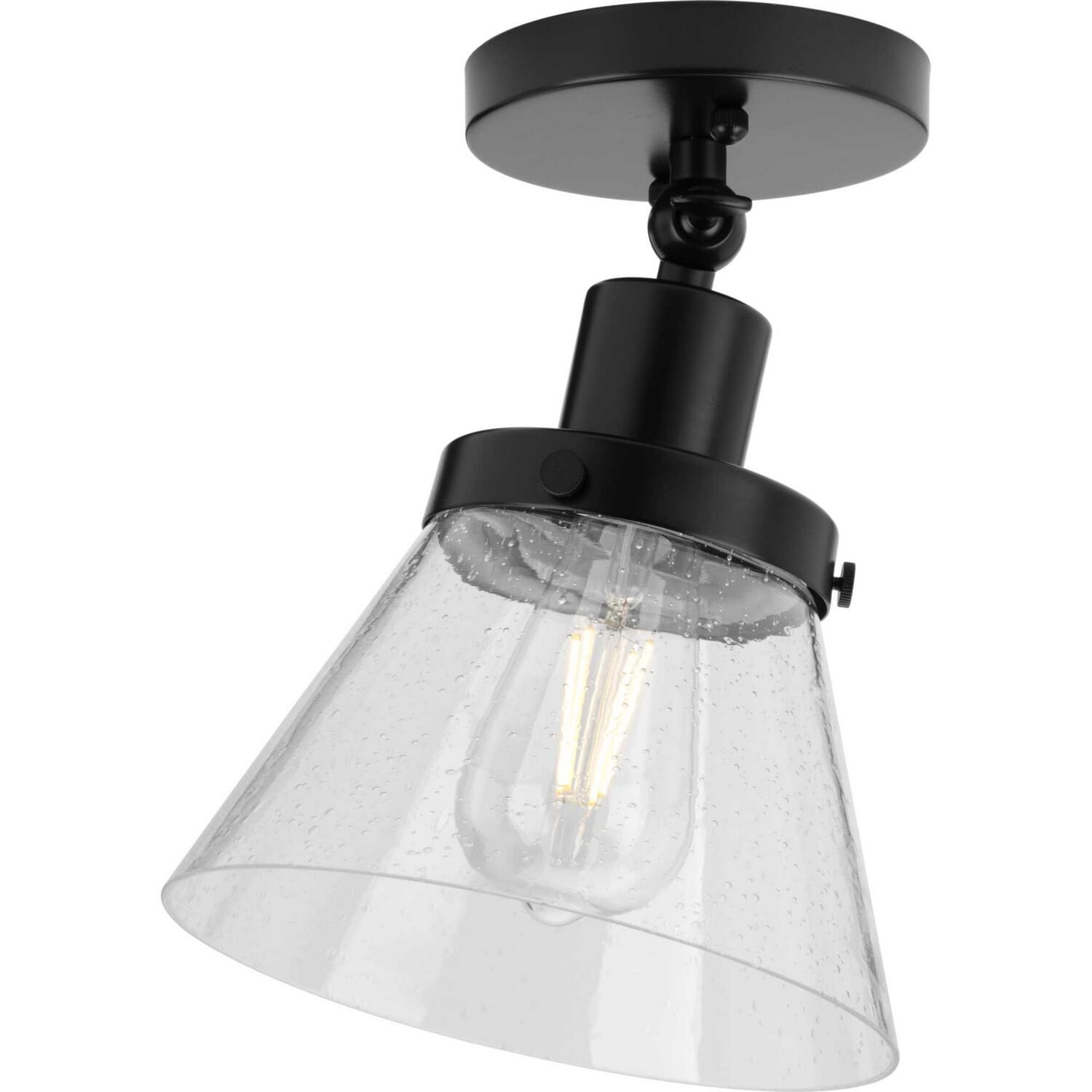 Matte Black One Light Flush Mount from the Hinton Collection