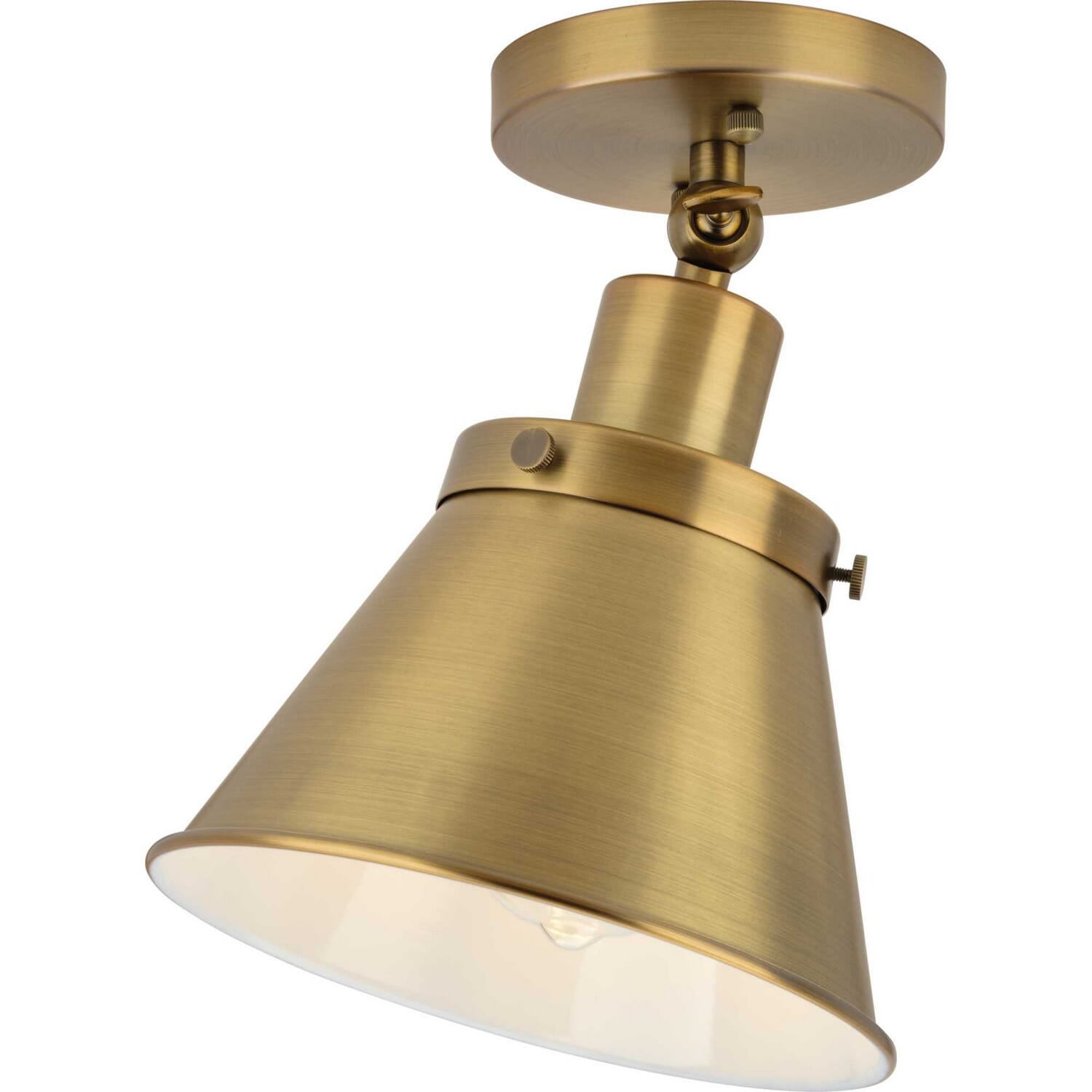 Vintage Brass One Light Flush Mount from the Hinton Collection