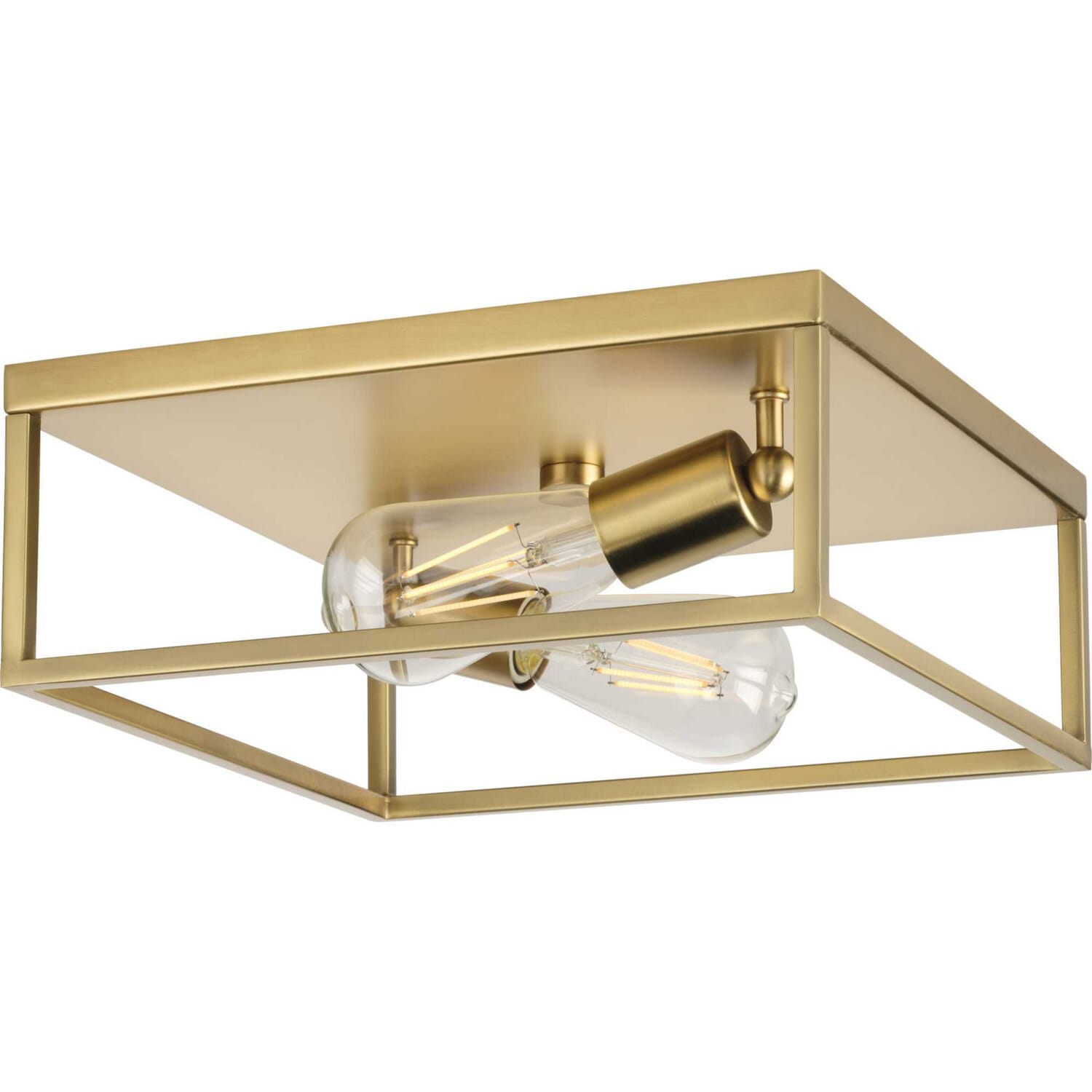 Satin Brass Two Light Flush Mount from the Perimeter Collection