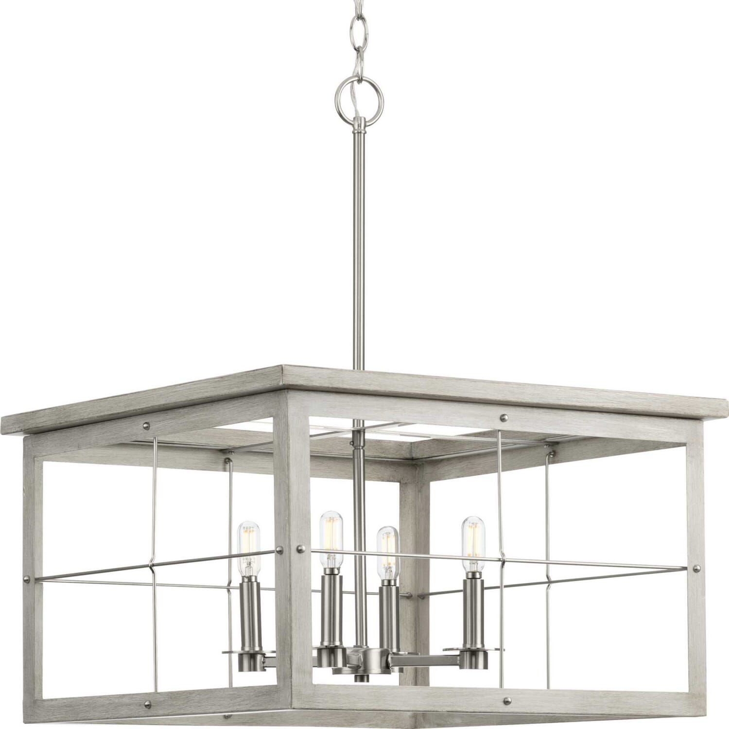 Brushed Nickel Four Light Chandelier from the Hedgerow Collection