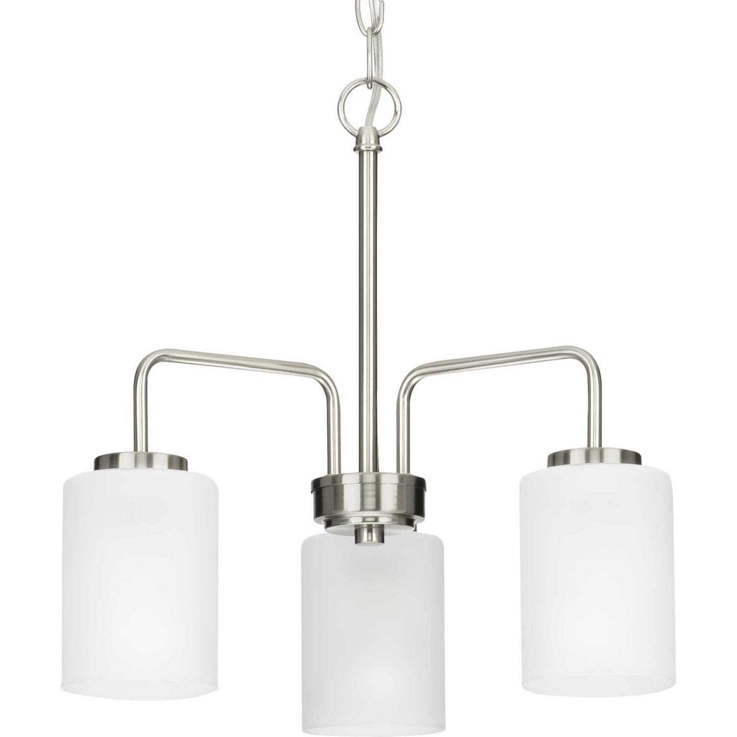 Brushed Nickel Three Light Chandelier from the Merry Collection