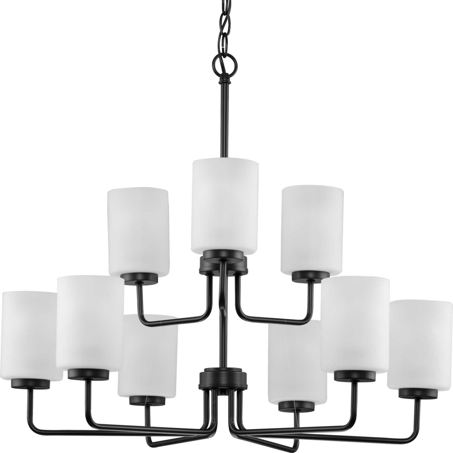 Matte Black Nine Light Chandelier from the Merry Collection