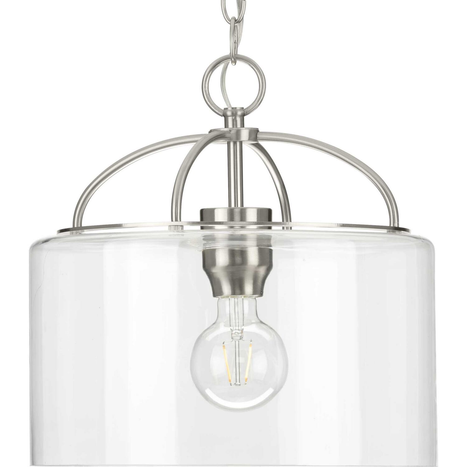 Brushed Nickel One Light Pendant from the Leyden Collection