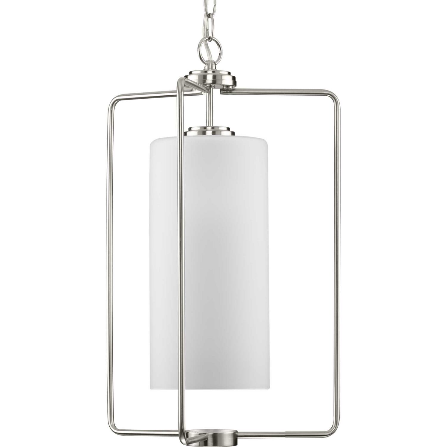 Brushed Nickel One Light Foyer Pendant from the Merry Collection