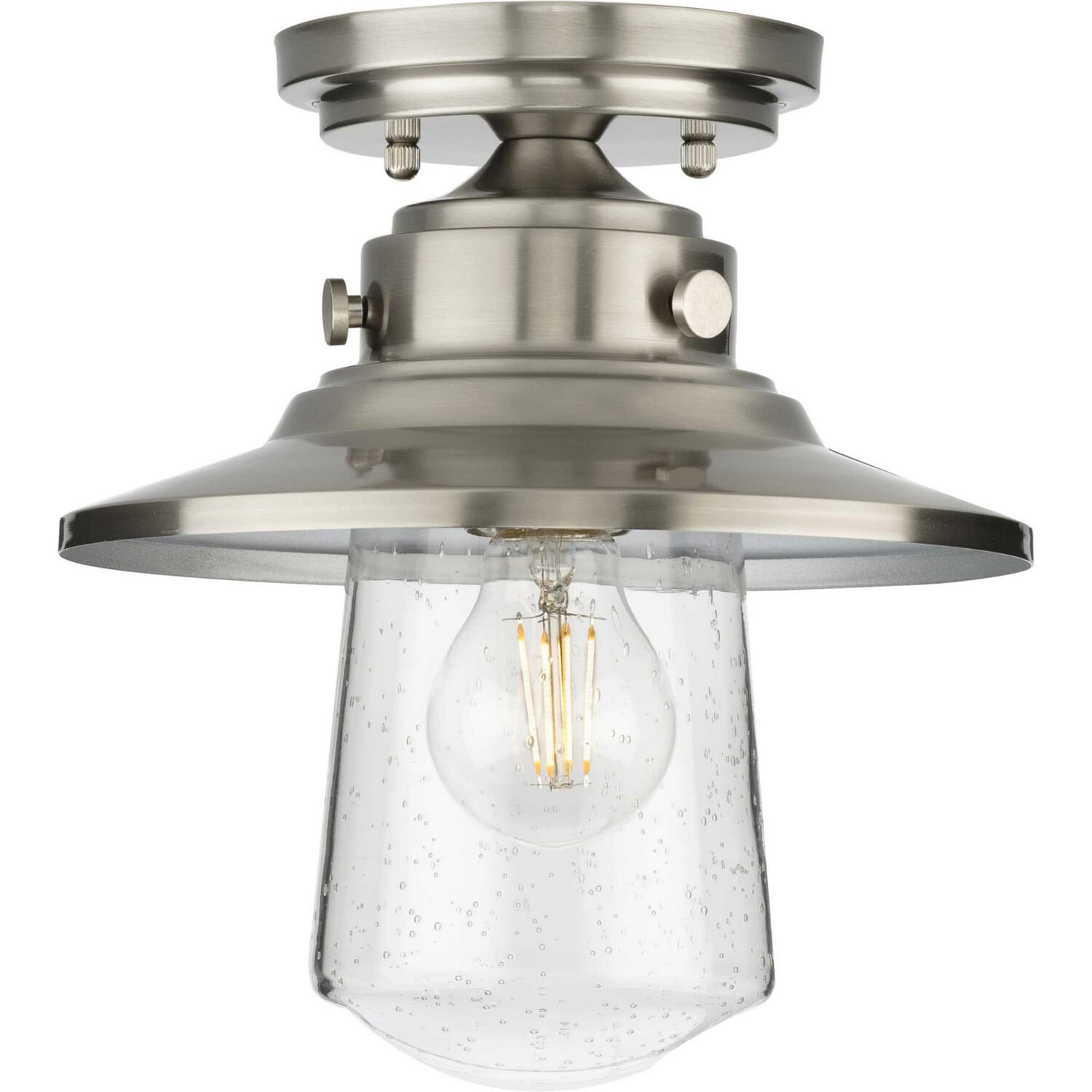 Stainless Steel One Light Semi-Flush Mount from the Tremont Collection