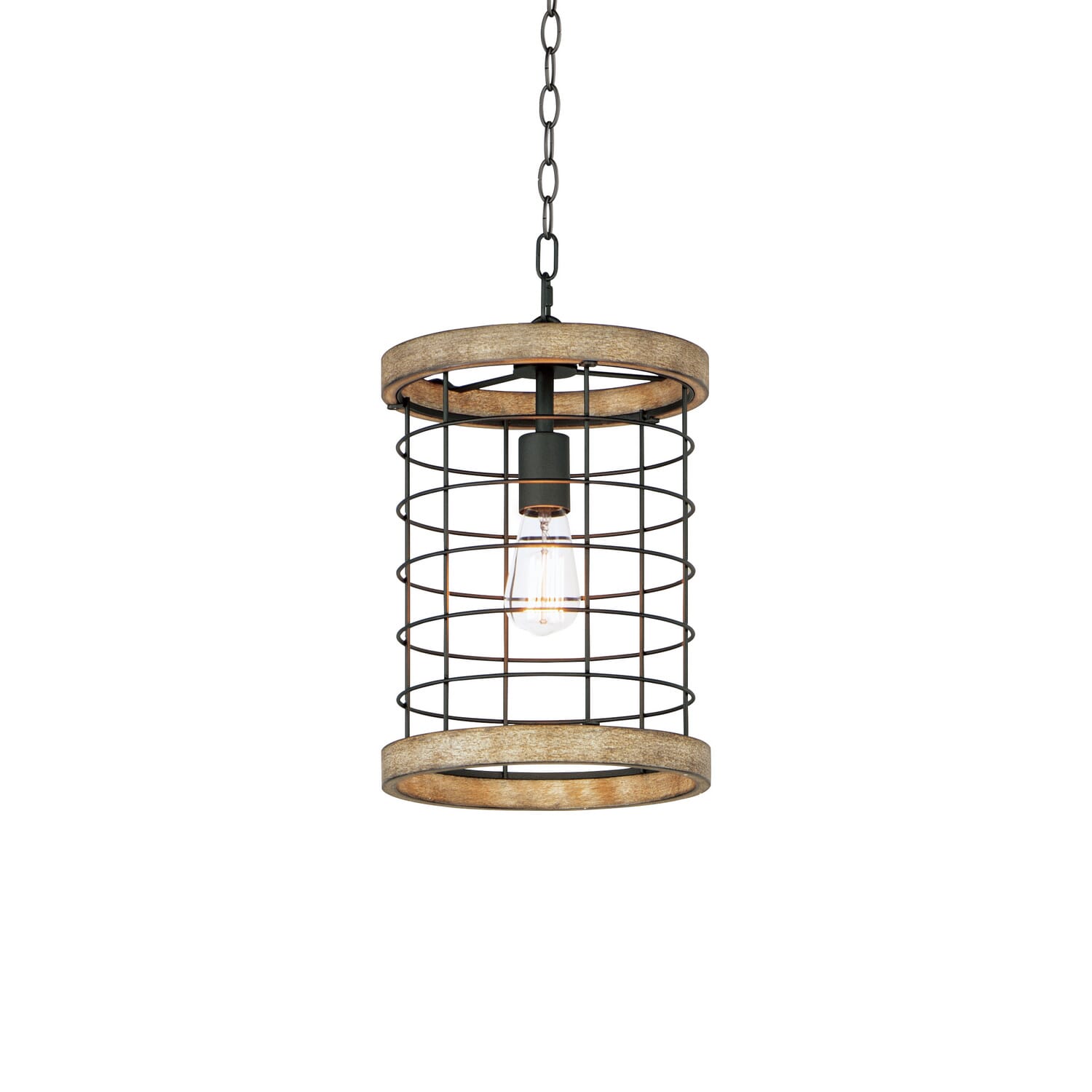 Homestead 1-Light Pendant in Driftwood with Black
