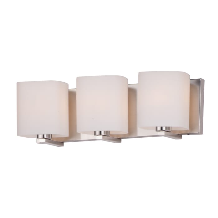 Maxim Wrap 3-Light Bathroom Vanity Light in Satin Nickel Maxim Wrap 3-Light Bathroom Vanity Light in Satin Nickel