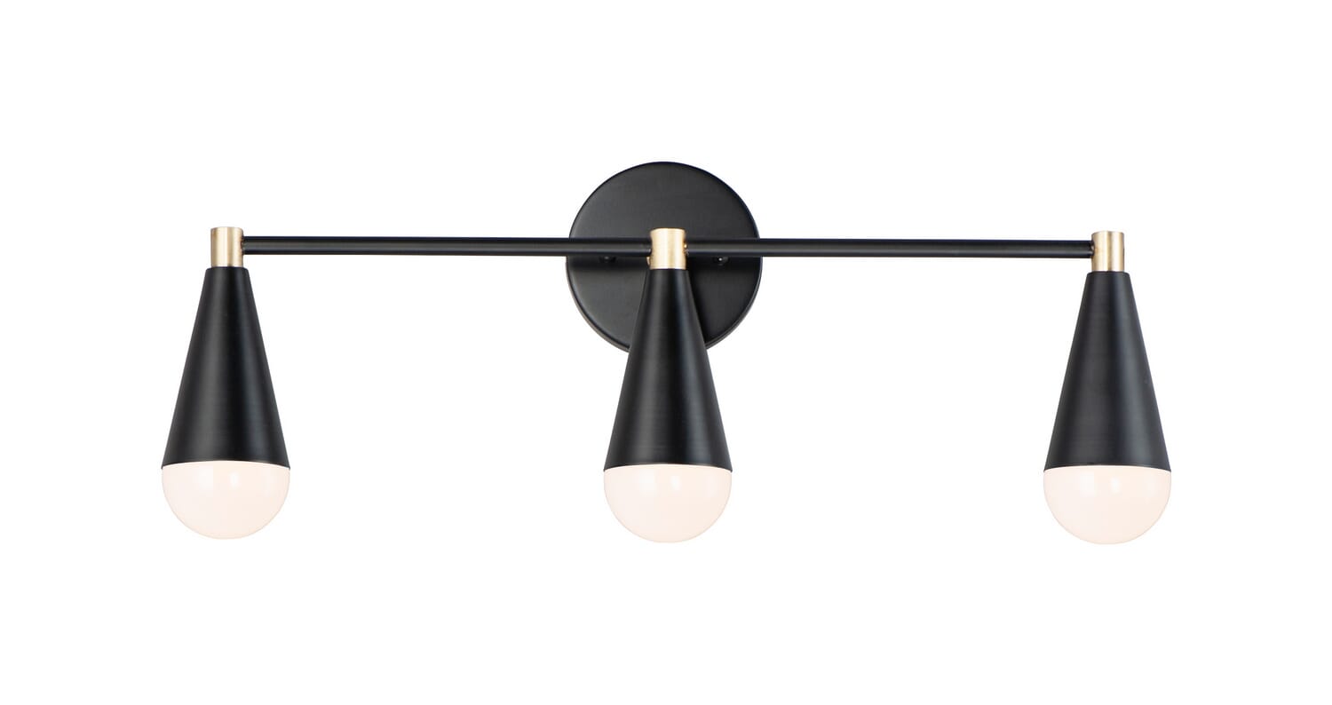 Lovell 3-Light Bathroom Vanity Light in Black with Satin Brass