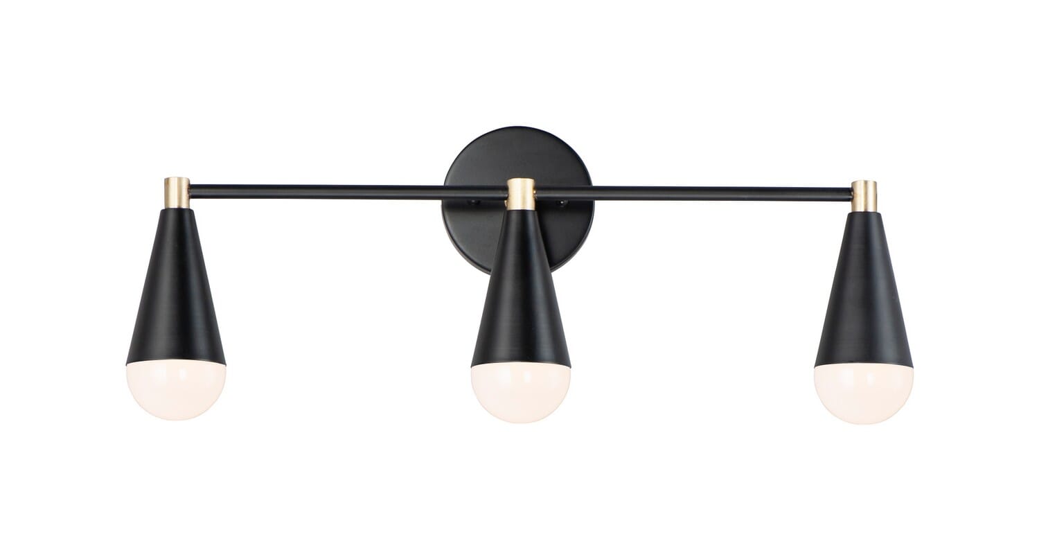 Lovell 3-Light LED Bathroom Vanity Light in Black with Satin Brass