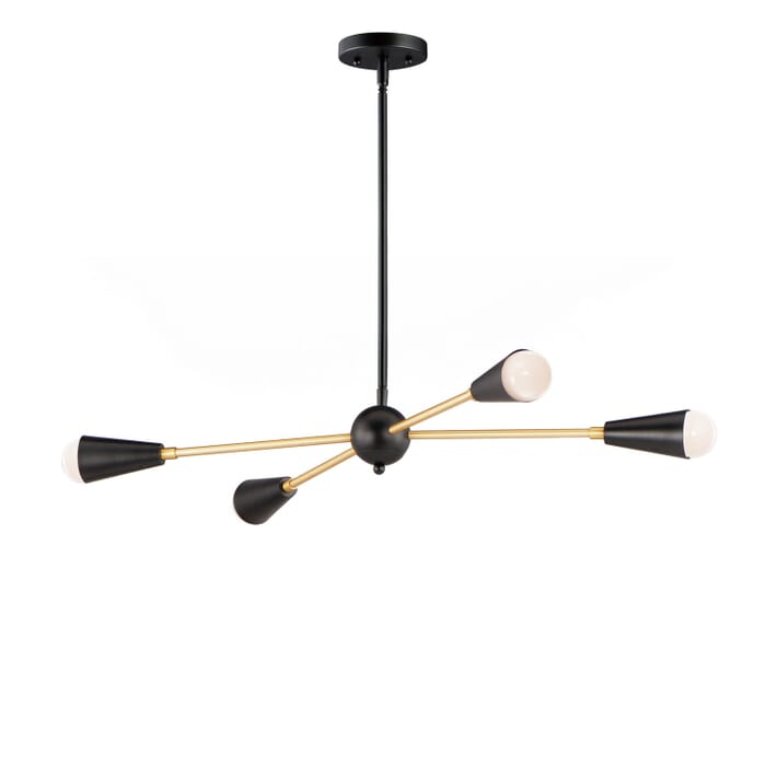 Lovell 4-Light LED Pendant in Black with Satin Brass Lovell 4-Light LED Pendant in Black with Satin Brass
