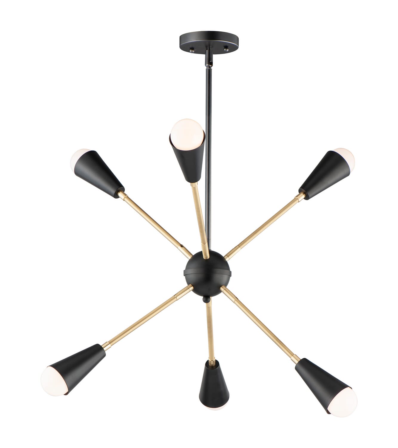 Lovell 6-Light Pendant in Black with Satin Brass
