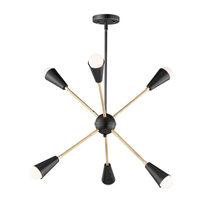 Lovell 6-Light LED Pendant in Black with Satin Brass Lovell 6-Light LED Pendant in Black with Satin Brass