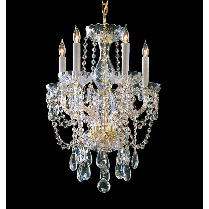 Crystorama Traditional Crystal 5-Light 20" Mini Chandelier in Polished Brass with Clear Hand Cut Crystals Crystorama Traditional Crystal 5-Light 20" Mini Chandelier in Polished Brass with Clear Hand Cut Crystals