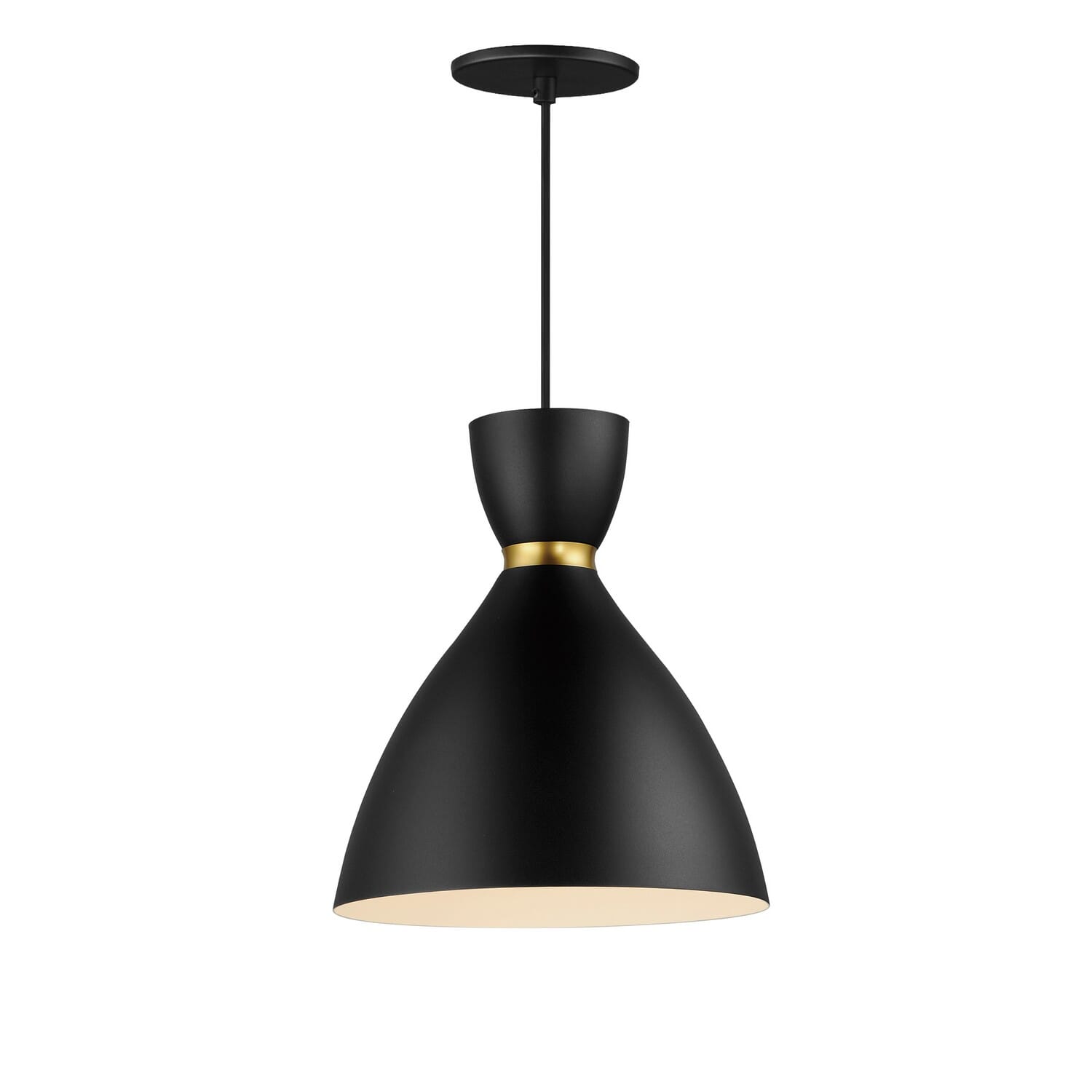 Carillon 1-Light Mini Pendant in Black with Satin Brass