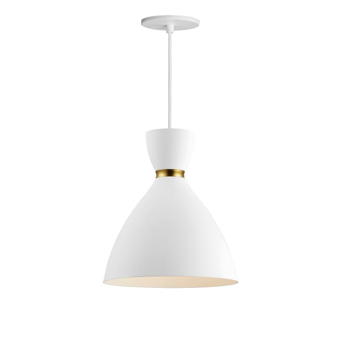 Carillon 1-Light Mini Pendant in White with Satin Brass Carillon 1-Light Mini Pendant in White with Satin Brass