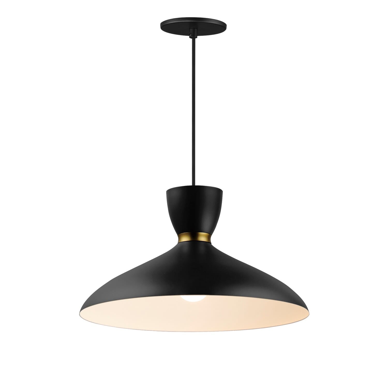 Carillon 1-Light Pendant in Black with Satin Brass