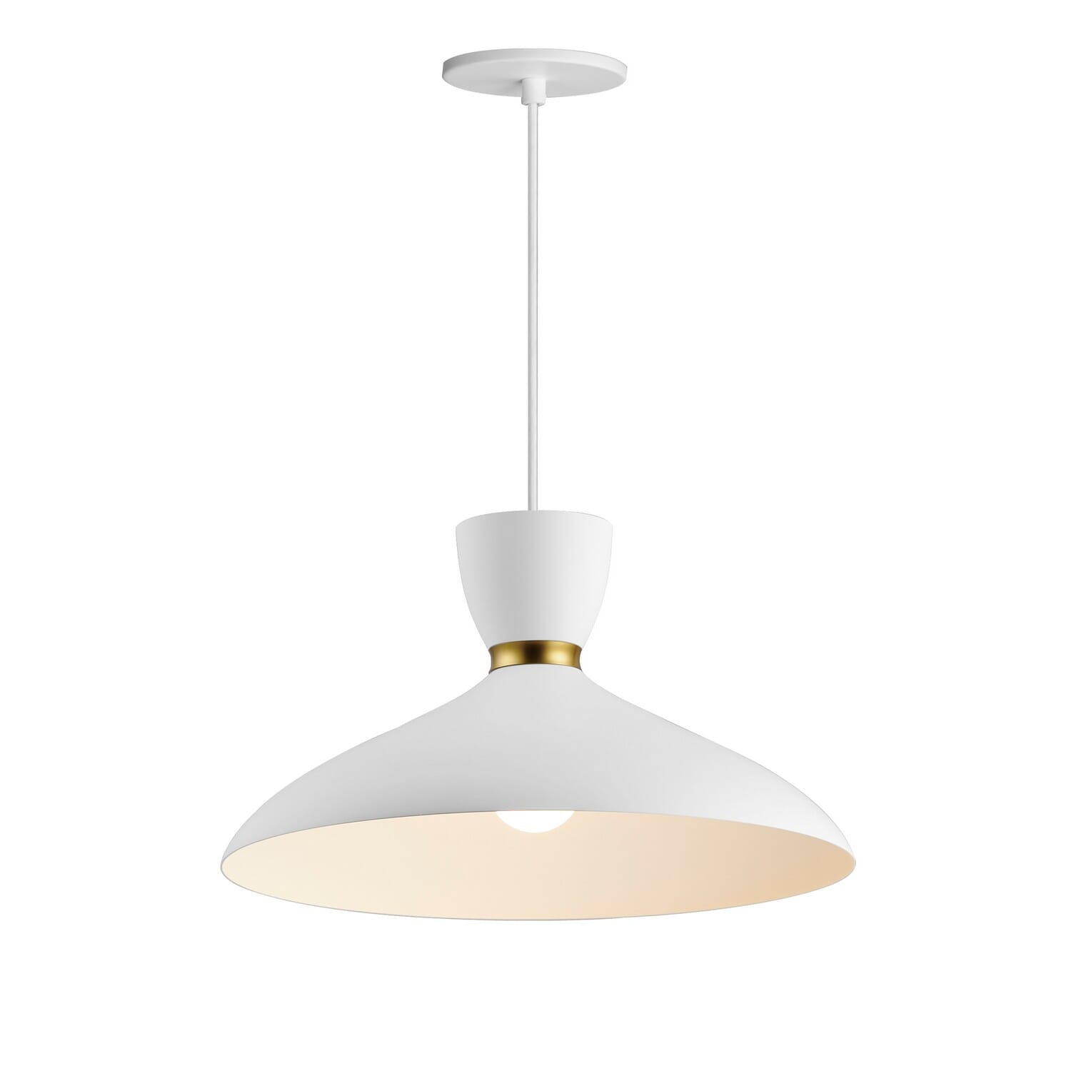 Carillon 1-Light Pendant in White with Satin Brass