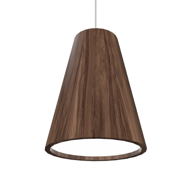 Conical LED Pendant in American Walnut