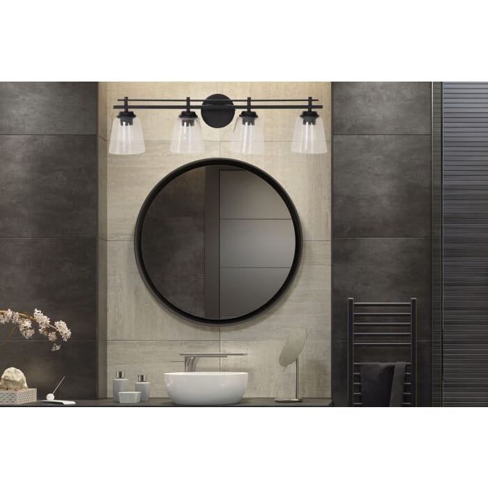 Drake 4-Light Bathroom Vanity Light in Flat Black Drake 4-Light Bathroom Vanity Light in Flat Black