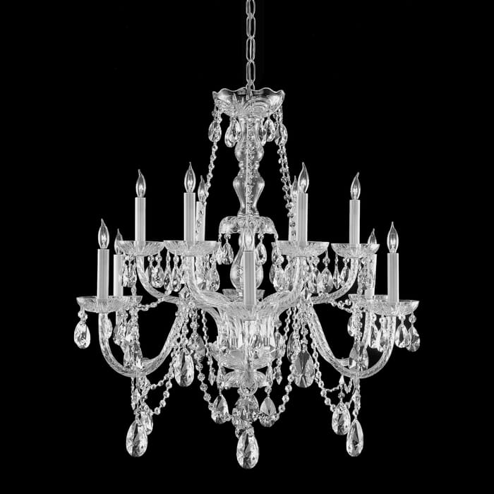 Crystorama Traditional Crystal 12-Light 26" Traditional Chandelier in Polished Chrome with Clear Swarovski Strass Crystals Crystorama Traditional Crystal 12-Light 26" Traditional Chandelier in Polished Chrome with Clear Swarovski Strass Crystals