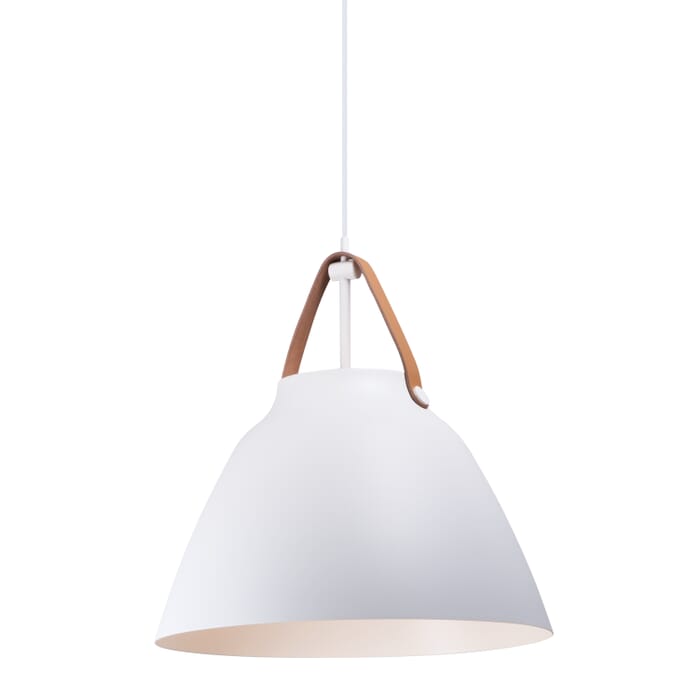 Maxim Lighting Nordic 17.75" 1-Light Pendant in Tan Leather/White Maxim Lighting Nordic 17.75" 1-Light Pendant in Tan Leather/White