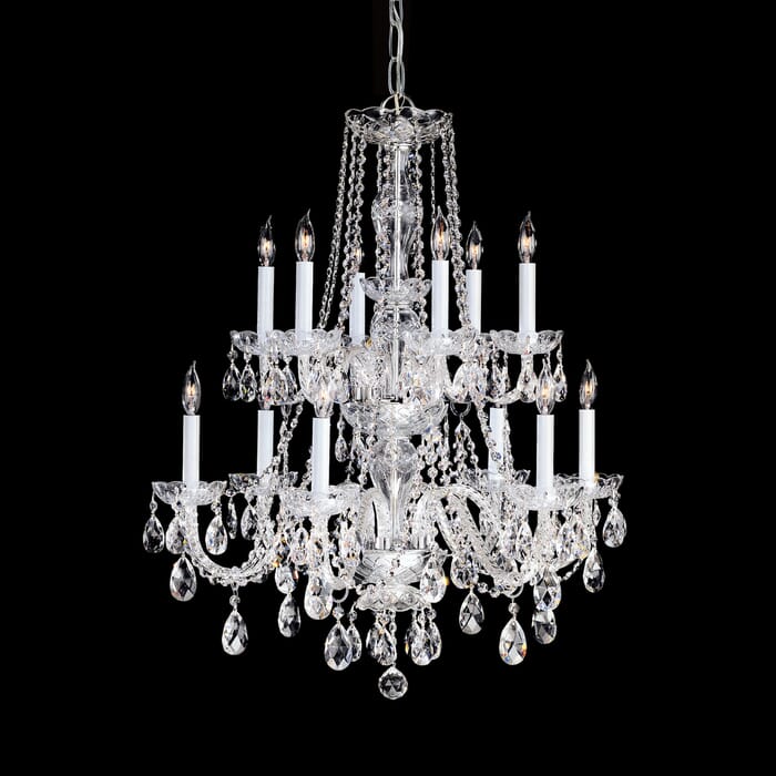 Crystorama Traditional Crystal 12-Light 32" Traditional Chandelier in Polished Chrome with Clear Spectra Crystals Crystorama Traditional Crystal 12-Light 32" Traditional Chandelier in Polished Chrome with Clear Spectra Crystals