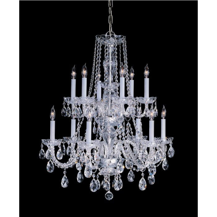 Crystorama Traditional Crystal 12-Light 32" Traditional Chandelier in Polished Brass with Clear Swarovski Strass Crystals Crystorama Traditional Crystal 12-Light 32" Traditional Chandelier in Polished Brass with Clear Swarovski Strass Crystals